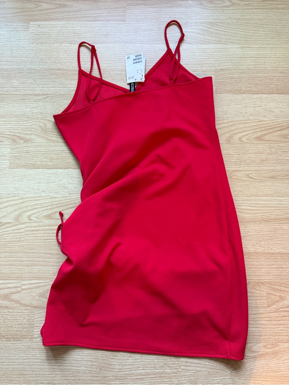 H&M Red Ruched Side Mini Slip Dress - Picture 5 of 5